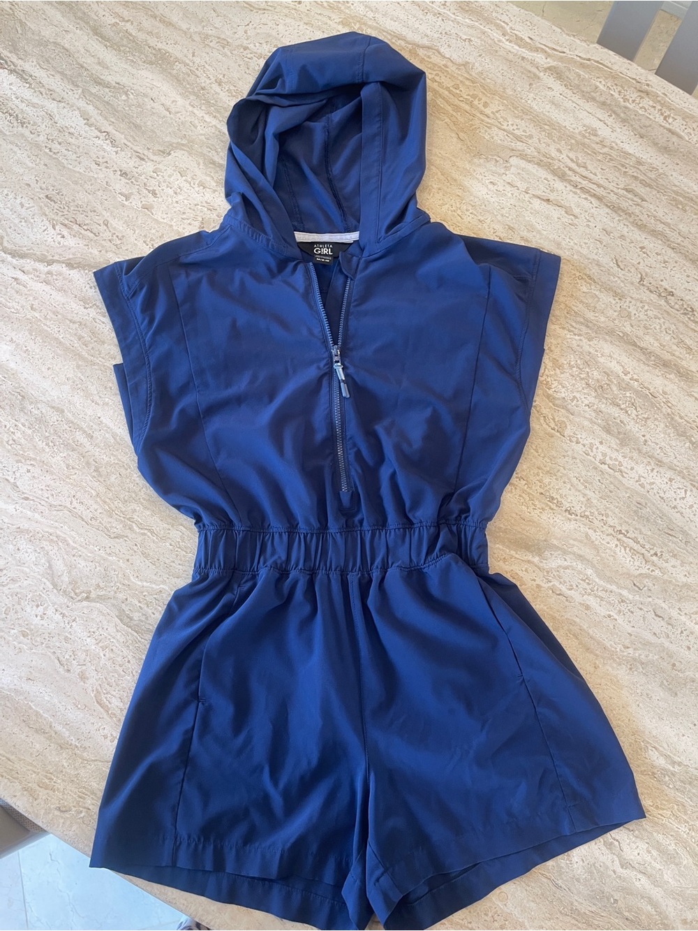 Athleta Girl Navy Hooded Romper (8-10)
